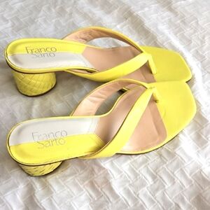 Franco Sarto Moah Yellow Heels with Cross-Strap Design Summer Slide Sandals